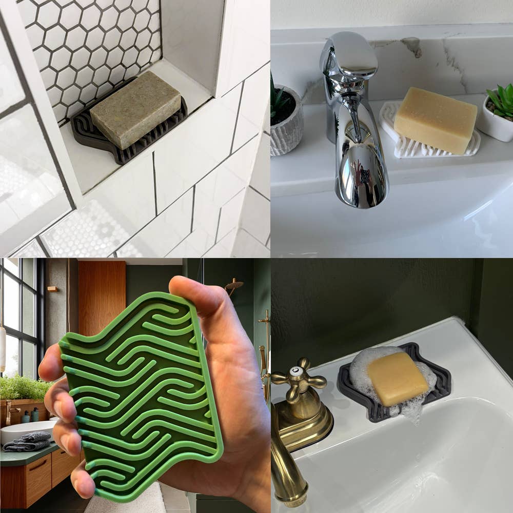 Multi Colored Soap Dish (White/Grey/Green) Premium Silicone Soap Saver for wholesale on Faire19