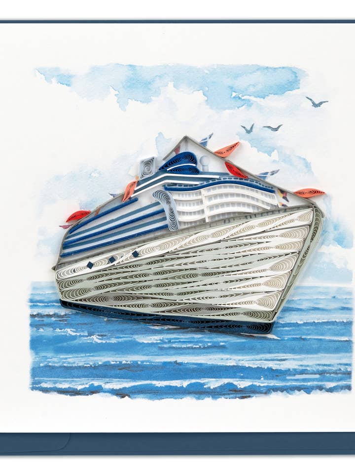 Carte de vœux en plumes pour bateau de croisière pour la vente par Quilling Card