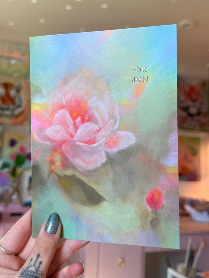 For Mom Silver Foil Greeting Card for wholesale by Jess Harris Art