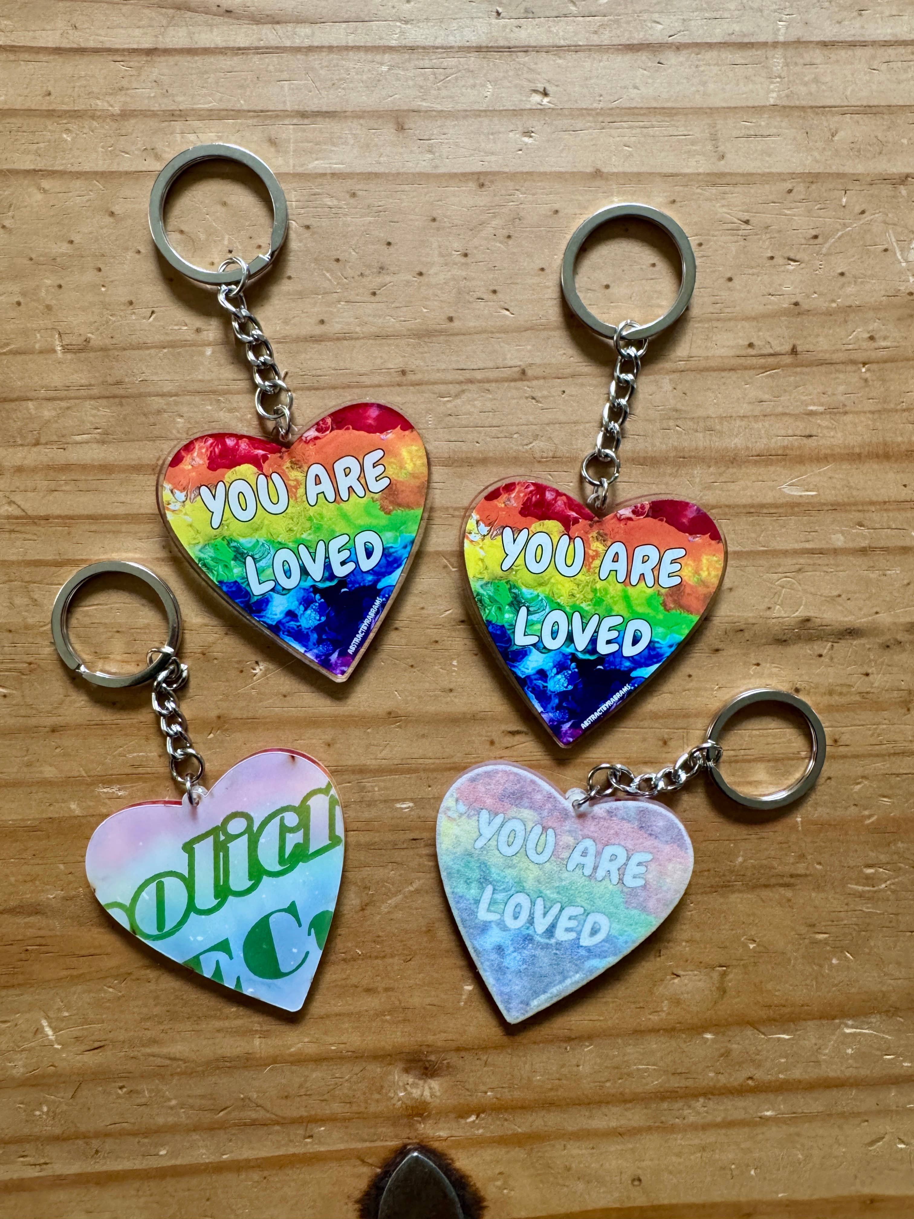 AbstractbyRabrams - Wholesale Keychain - Unisex - Rainbow You Are Loved Acrylic Keychain - LGBTQ3