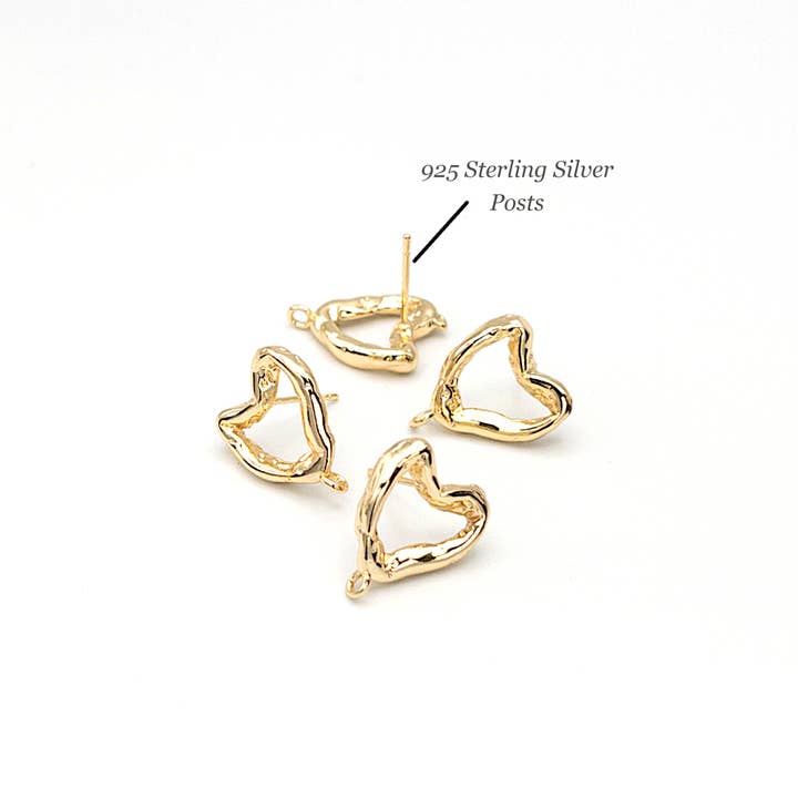 UBNY Collection – wholesale Stud/post earrings – Molten Heart Stud Earring Findings • 925 Silver Posts