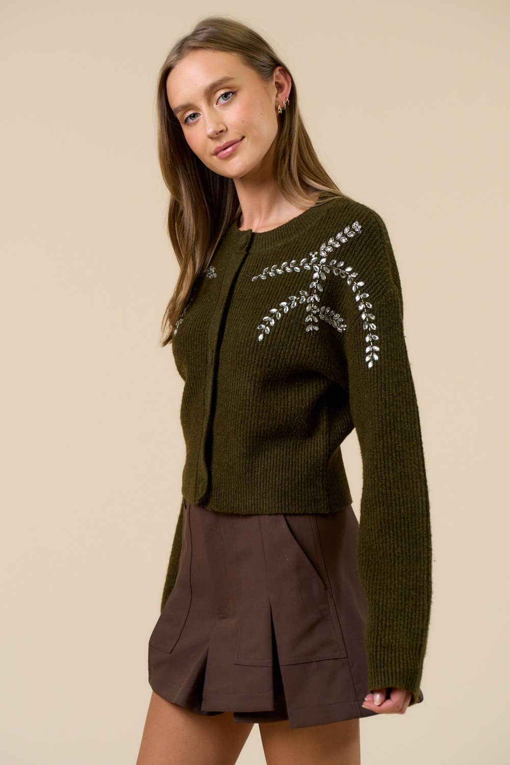 Lalavon - Wholesale Cardigan - Women's - Sparkle Rhinestone Detailed Sweater7