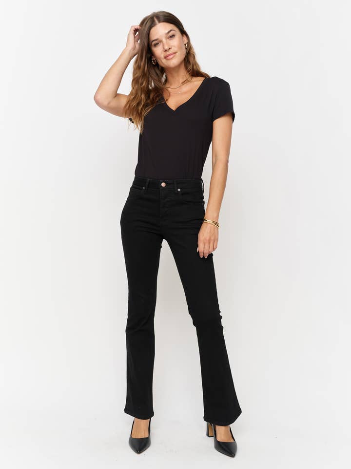 Stanley Mid Rise Boot Cut Sculpt+, Jet Black for wholesale by Oliver Logan