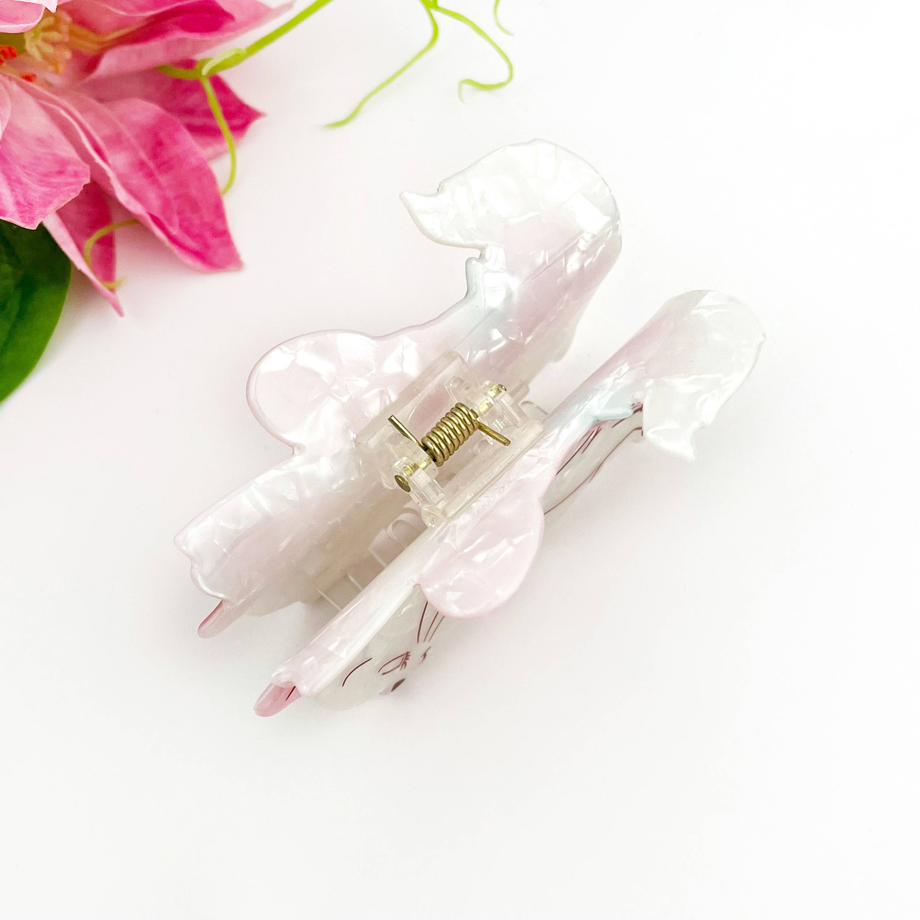 Pink 🦋🐱 Butterfly Cat Print Claw Clip – Elegant Acetate Style for wholesale on Faire3