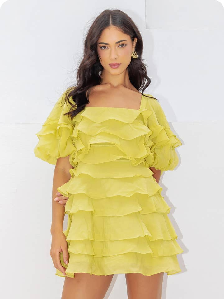 Minivestido a capas con volantes escalonados para venta al por mayor de Strut & Bolt