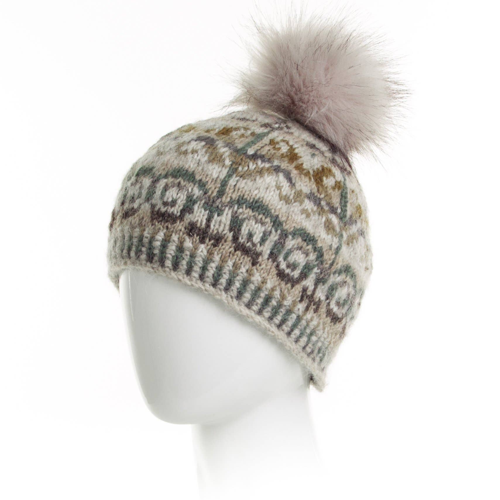 Lost Horizons Canada - Vente Bonnet – femme - Bonnet en laine Natalia avec pompon et tricot Fair Isle9