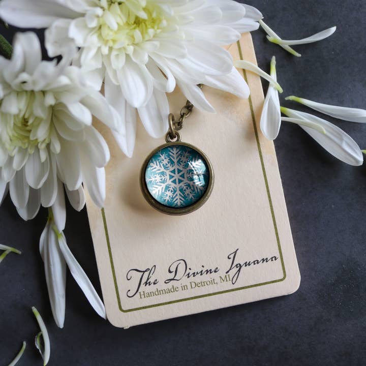 Retro Snowman Simple Reversible Christmas Pendant Necklace for wholesale by The Divine Iguana