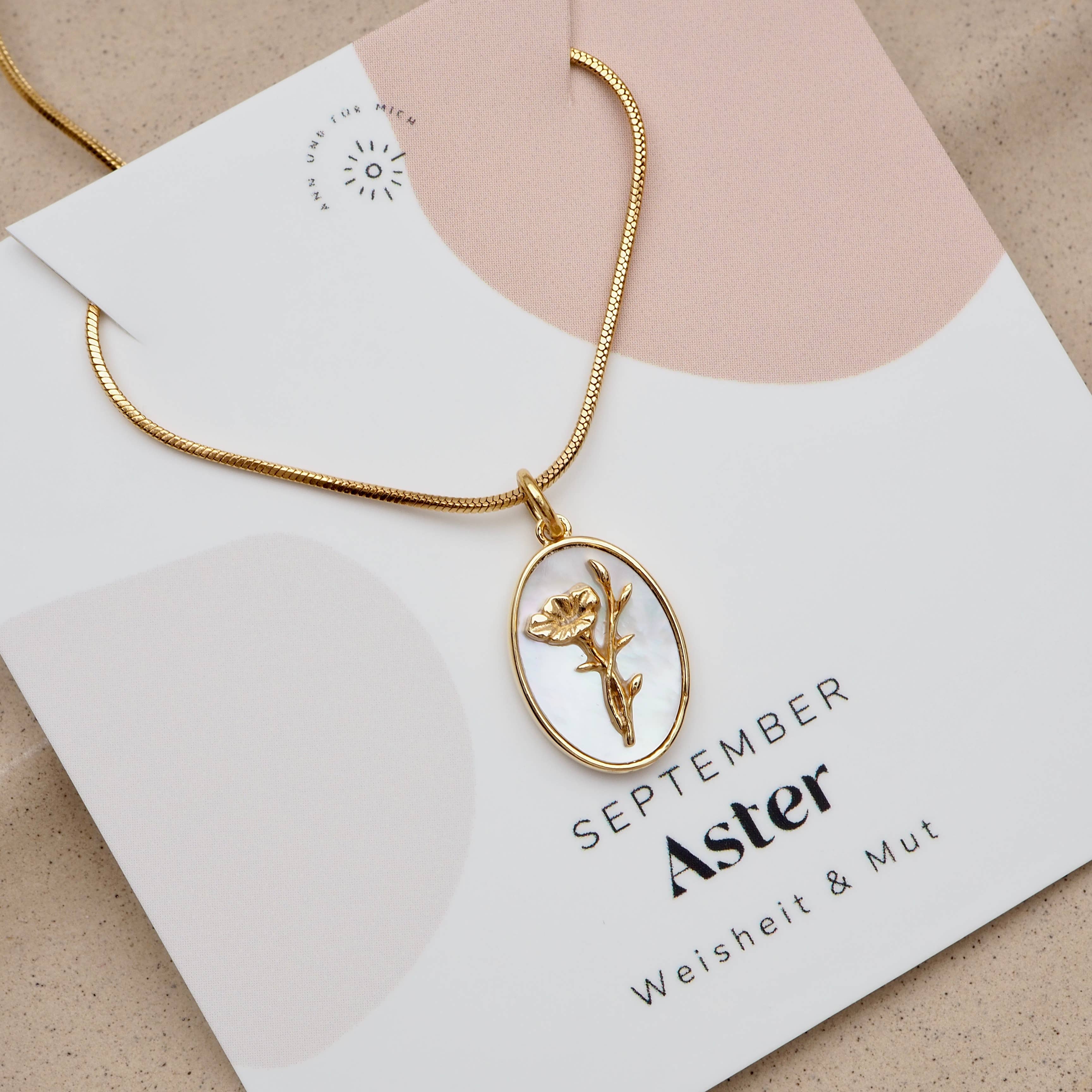 Ann & für mich - Venta al por mayor Collares con colgantes/abalorios - Collar flores de nacimiento Aster septiembre4