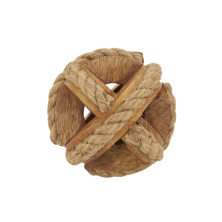 Saro Lifestyle - Wholesale Decorative Tabletop Object - Natural Wooden Rope Decorative Orb