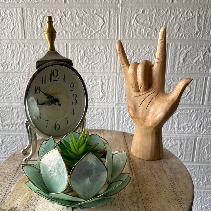 Zeckos - Wholesale Decorative Tabletop Object - Wooden Sign Language I Love You Hand Gesture Statue 7.75"