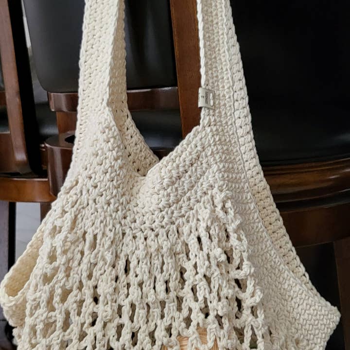 Bea'slittlestore - Vendita all'ingrosso Borsa per shopping/spesa - Borsa da Mercato Fatta a Mano all'Uncinetto - Borsa a Rete in Cotone Ecologico3