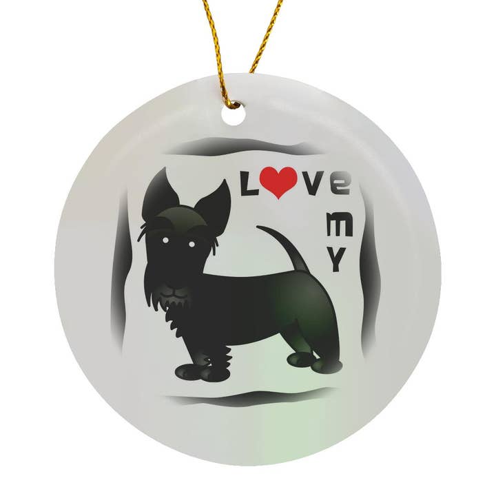 3dRose - Wholesale Ornament - 3dRose, I Love My Scottie Dog - Black - Red Heart, Ornament