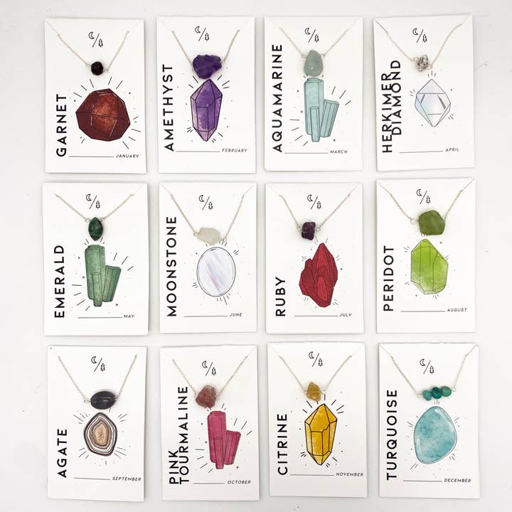 Luna Pines – wholesale Jewellery set – Set of 12 Birthstone Necklaces