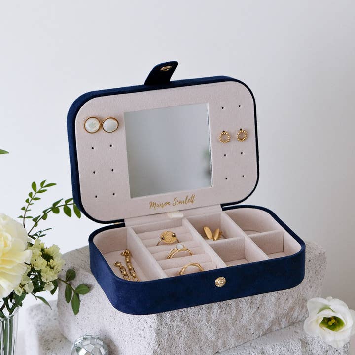 Maison Scarlett - Venta al por mayor Joyero/organizador de joyas - Joyero de viaje de terciopelo Brigitte