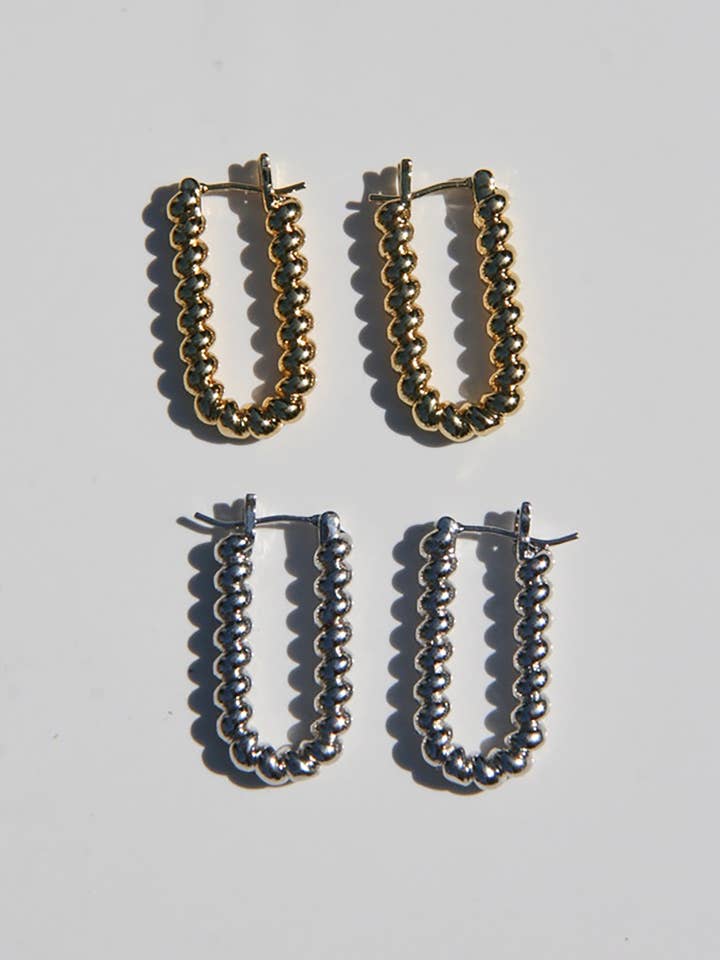 RIZZO Elongated U Shape Rope-Textured Hoop Earrings for wholesale by By Orly