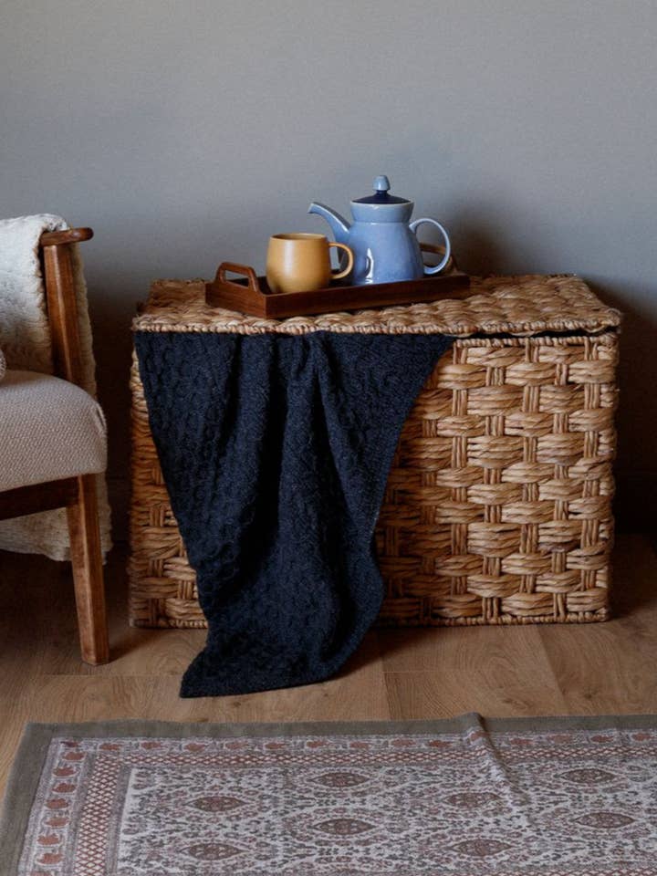 Bertra Aran Classic Wool Blanket - Charcoal for wholesale by Aran Woollen Mills