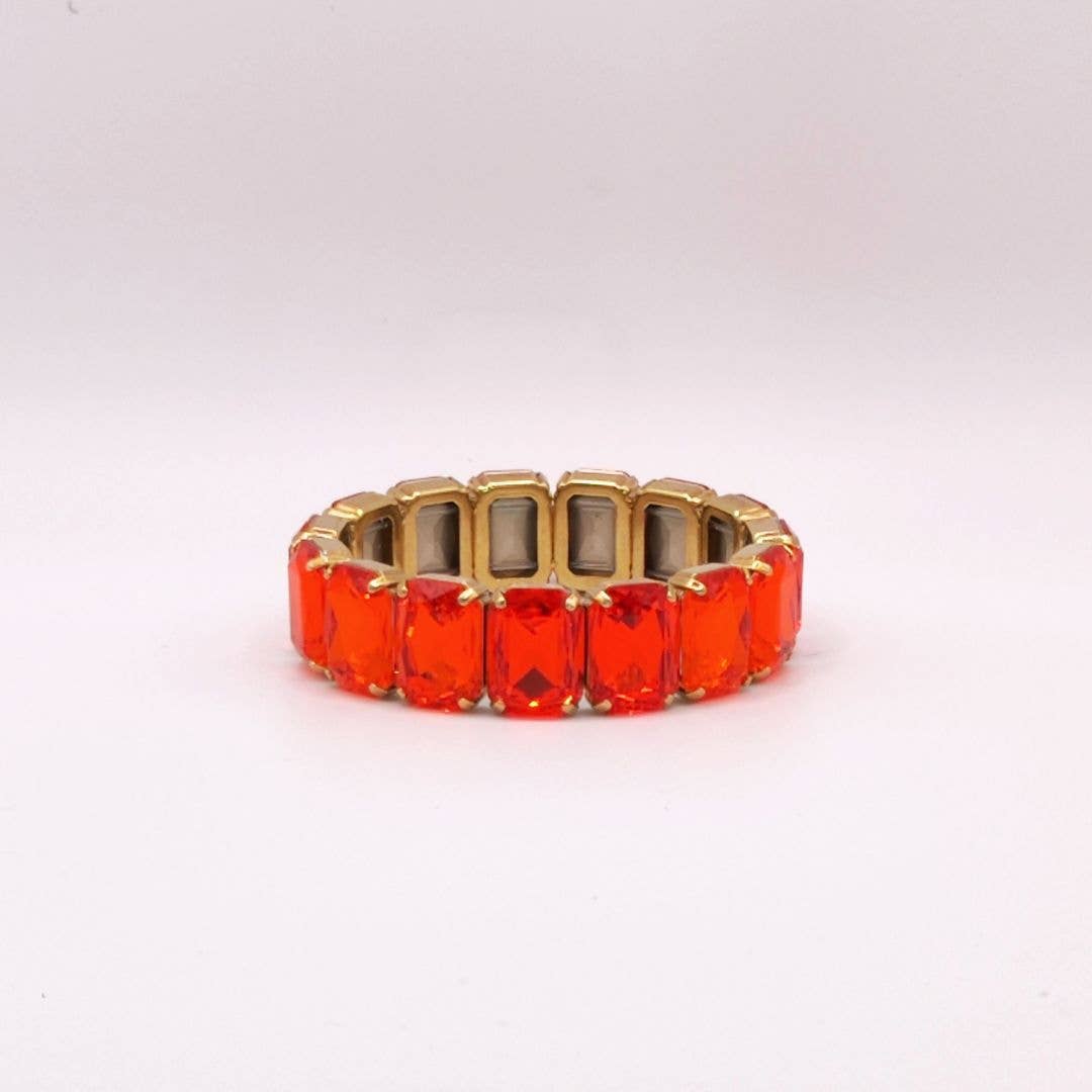 QUÉ MÁS JEWELS – Engroshandel Armbånd – Elastiske Lux ottekantede sten armbånd - Hyacinth Otp0