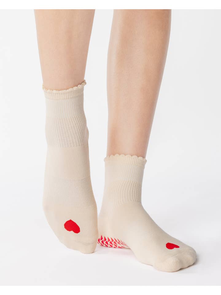Pointe Studio – Meias - Mulher por atacado – Meia feminina Love com grip no tornozelo – mistura de algodão antiderrapante para Pilates e Barre