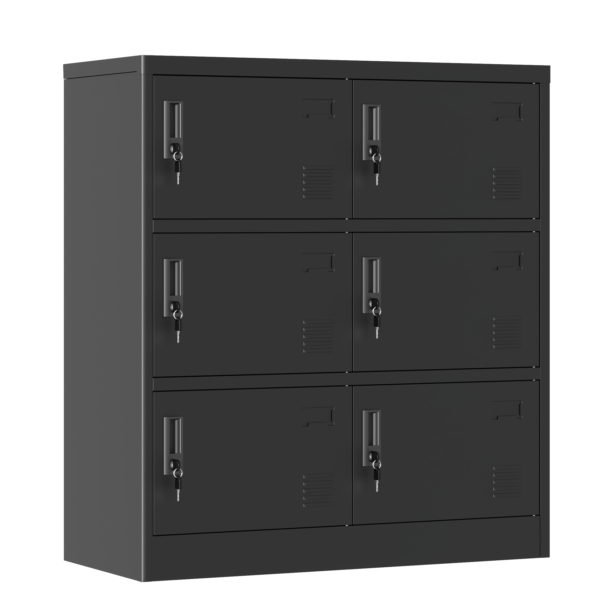 39F Inc. - Wholesale Cabinet - 6-Door Black Metal Storage Locker with Lock & Card Slot6