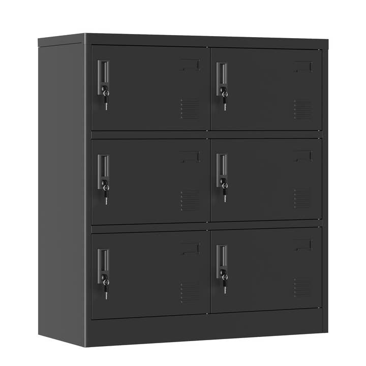 39F Inc. - Wholesale Cabinet - 6-Door Black Metal Storage Locker with Lock & Card Slot6