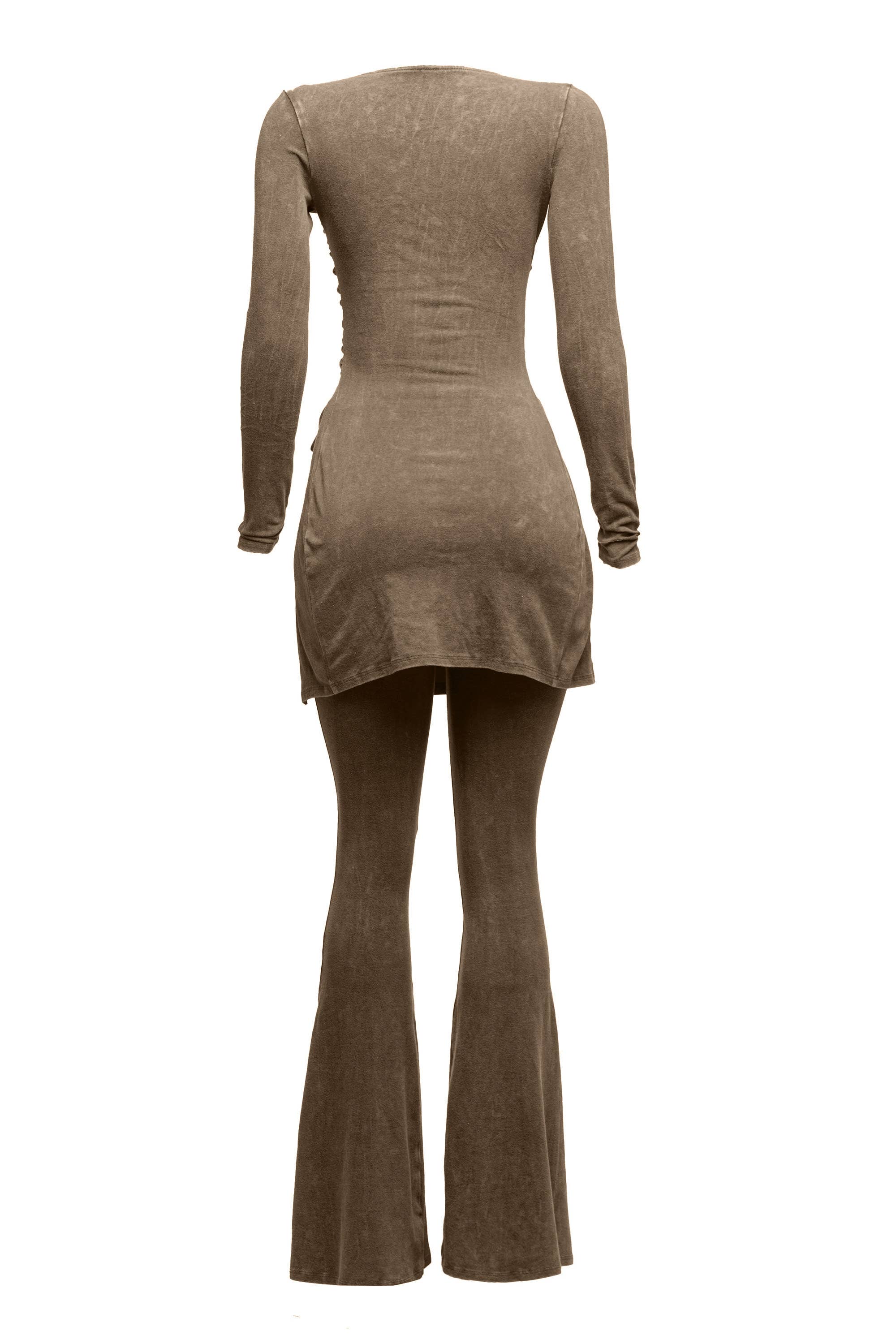 K Too - Wholesale Lounge Set - Women's - Mineral washed long sleeve bell bottom pants set7