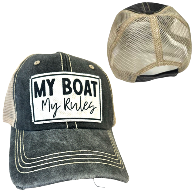 dkhandmade - Wholesale Trucker Hat - Unisex - MY BOAT MY RULES | DISTRESSED | UNISEX HAT2
