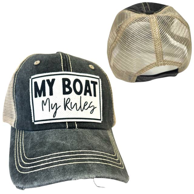 dkhandmade - Wholesale Trucker Hat - Unisex - MY BOAT MY RULES | DISTRESSED | UNISEX HAT2