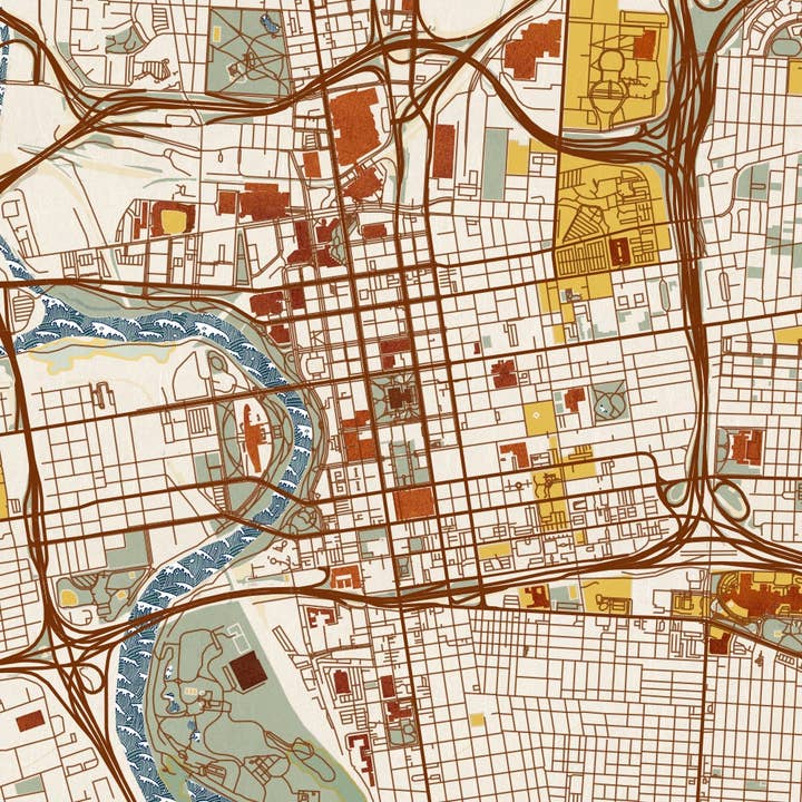 JACE.design - Wholesale Art Print - Columbus OH Map Print Woodblock4