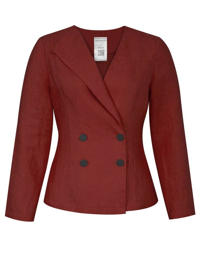 CHIC STAR - Vente Blazer – femme - Blazer asymétrique en lin grande taille Chic Star en vert 0421242