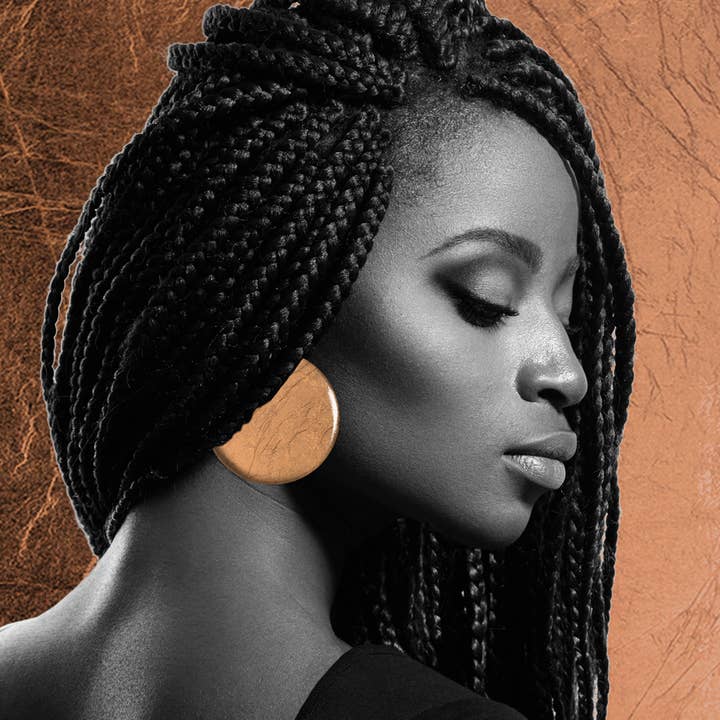 Circle Copper Large Statement Earrings - ST020C for wholesale by Mo Resin