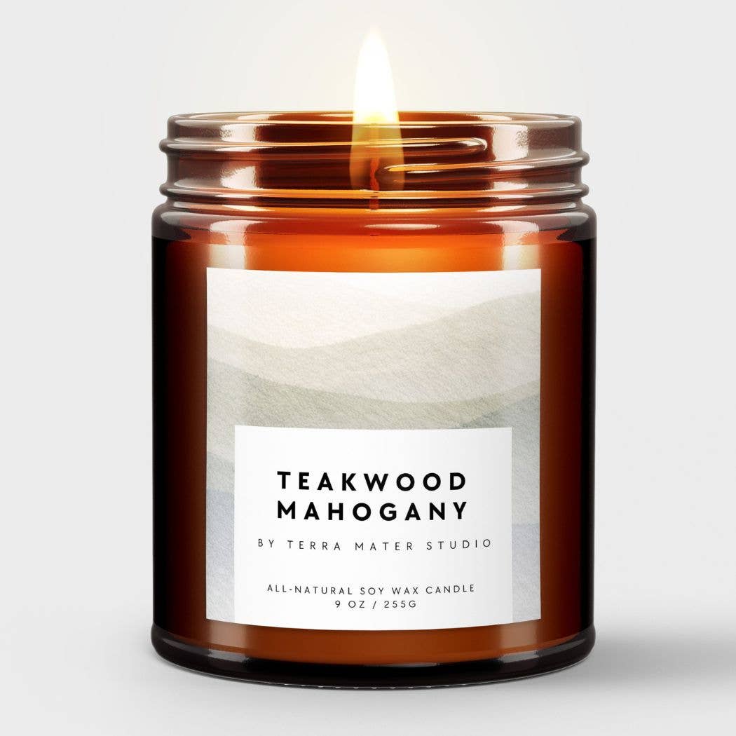 Terra Mater Studio LLC – wholesale Jar/filled candle – Teakwood Mahogany All-Natural Scented Candle0