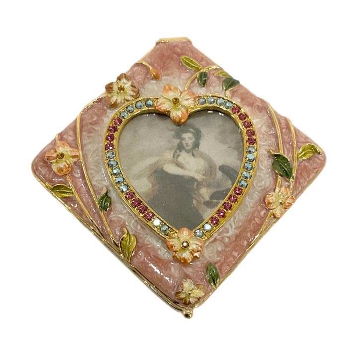 Heart Floral Compact Mirror #72-123 for wholesale by Astoria Gift Corporation