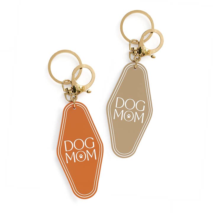 Dog Mom Retro Motel Keychain for wholesale by The Cotton & Canvas Co.