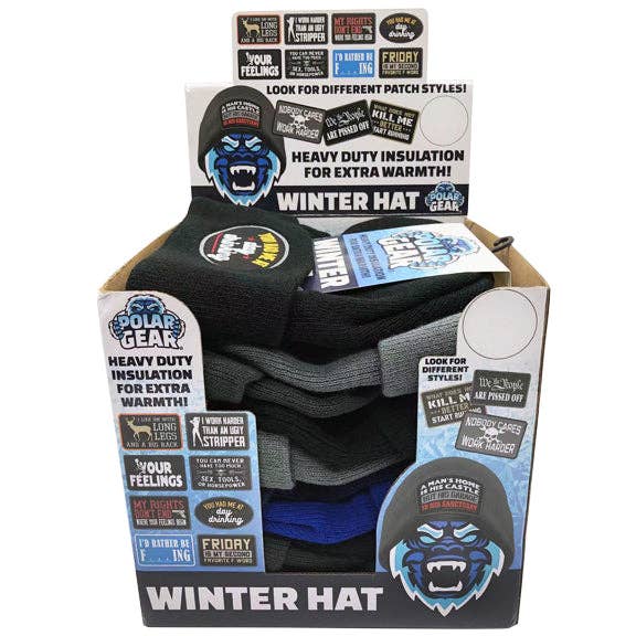 Novelty Brands - Wholesale Retailer Display - Accessories - Polar Gear Winter Knit Hat with Patch Assortment- 12/Display4