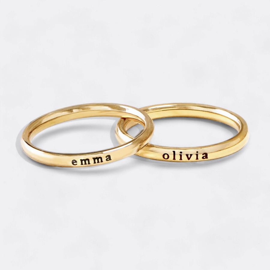 Mint & Lily - Wholesale Band/Stacked Ring - Tiny Stackable Engraved Ring6
