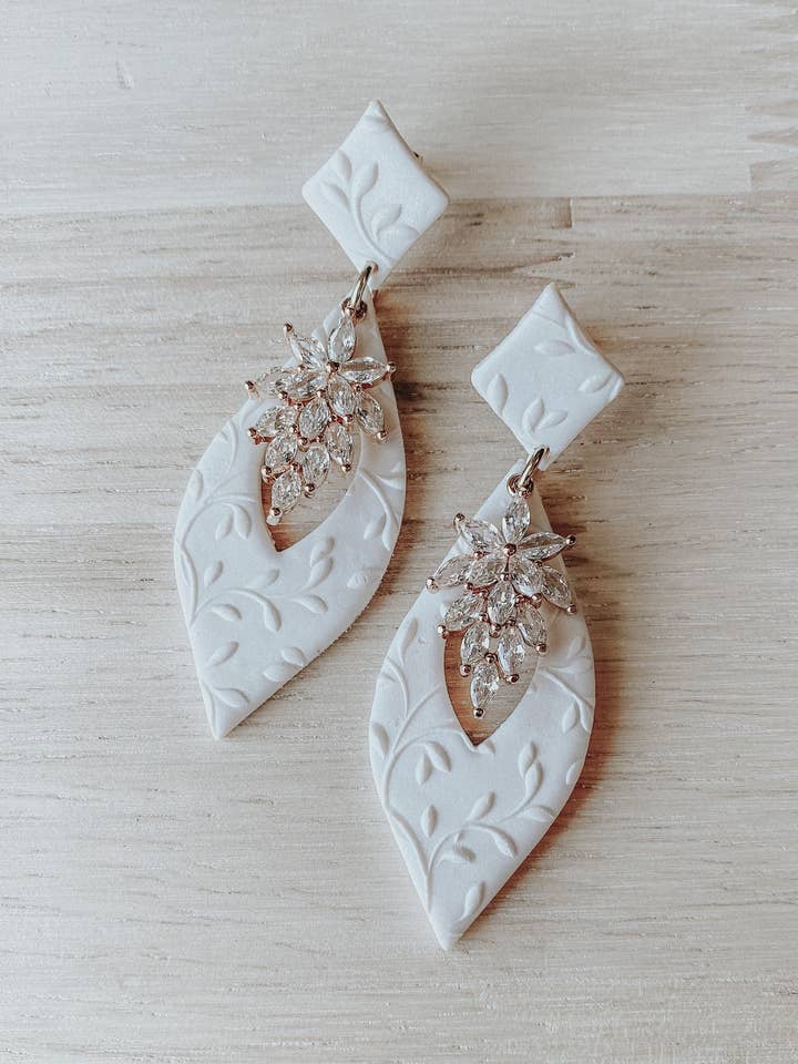 Juniper Earrings - Floral Wedding Earrings for wholesale by Clay & Fern Co.