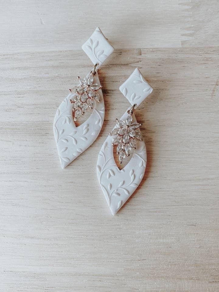 Juniper Earrings - Floral Wedding Earrings for wholesale by Clay & Fern Co.
