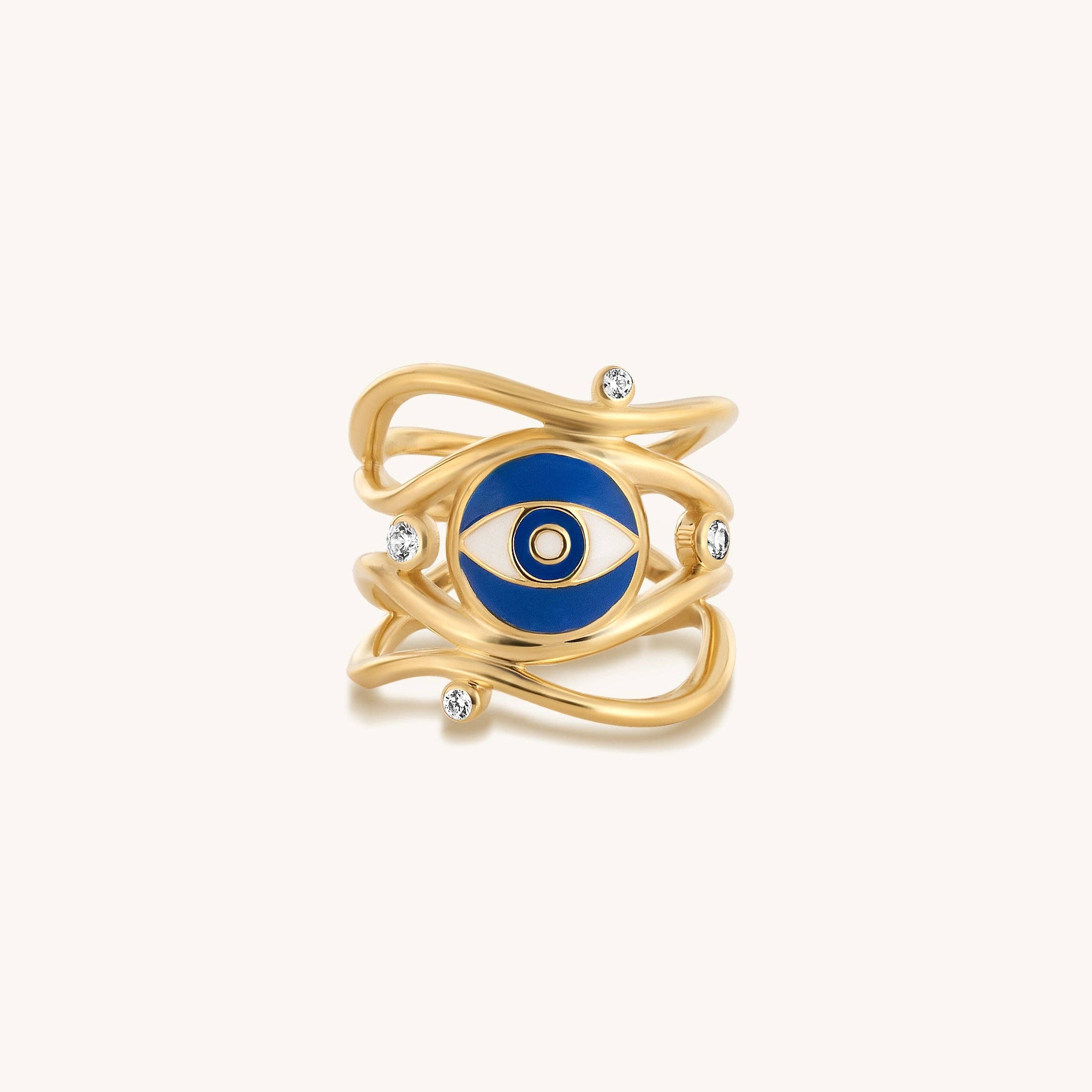 Karma And Luck - Wholesale Cocktail/gelegenheidsring - Bewaakte Serenity gouden Evil Eye-ring