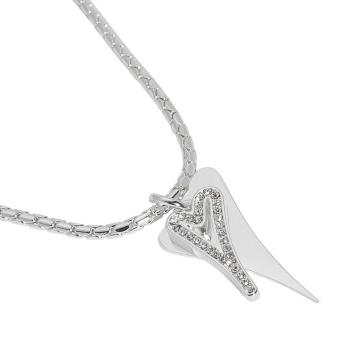 Necklace silver chain with solid & diamante hearts for wholesale by Miss Dee