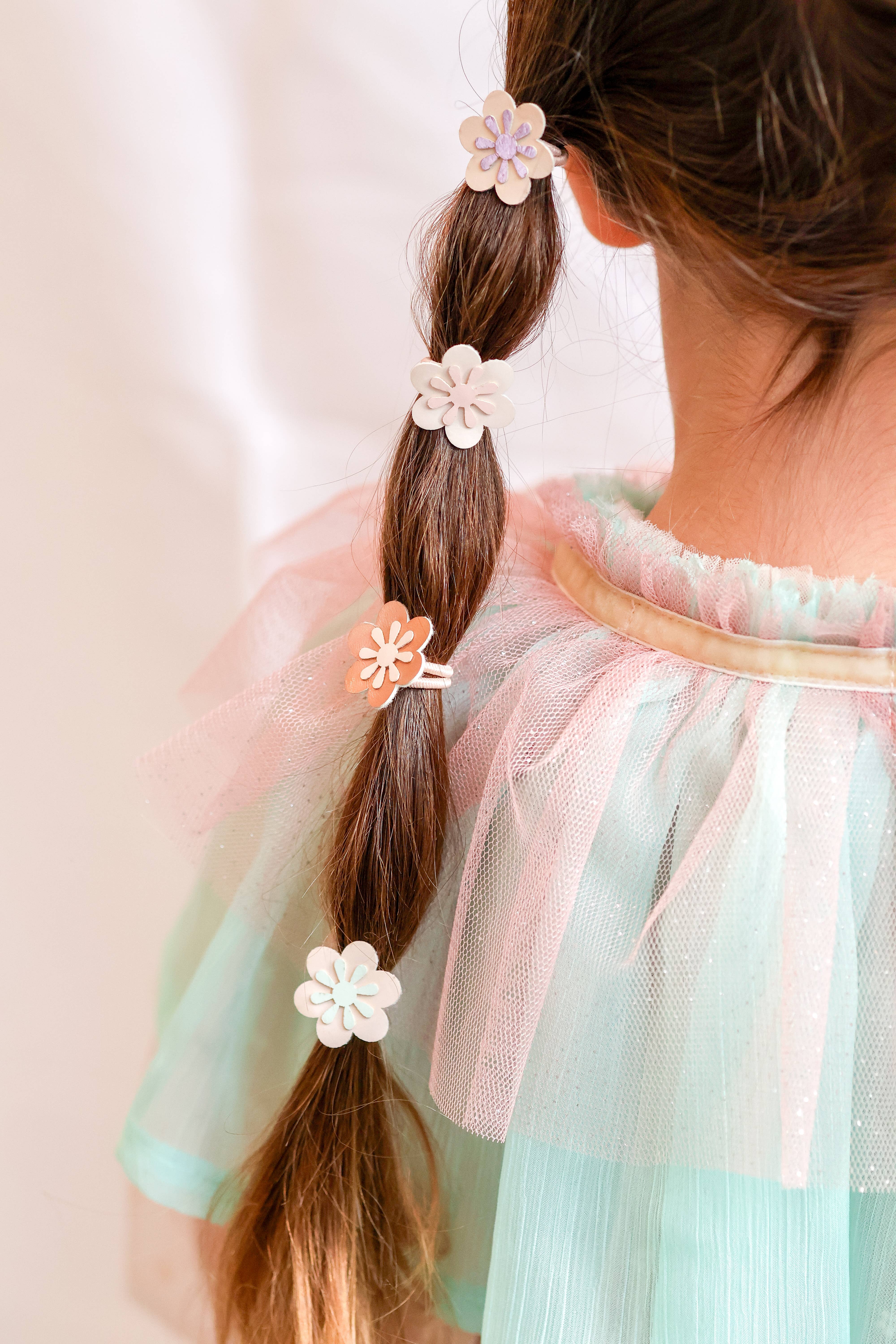 Bluebell Petite - Wholesale Hair Tie - Kids - Flower Hair Ties Lilac Metallic 3