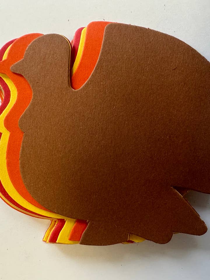 SHAPES ETC. Thanksgiving Kalkun Små Udsmykkede Farvede Udstansninger - 3 tommer for engroshandel hos Creative Shapes Etc.