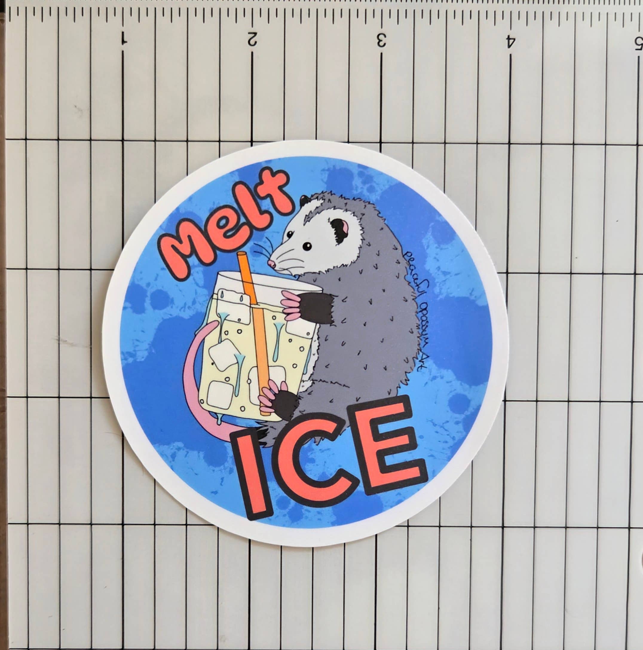 Peaceful Opossum Art - Wholesale Sticker - Melt Ice Opossum Sticker