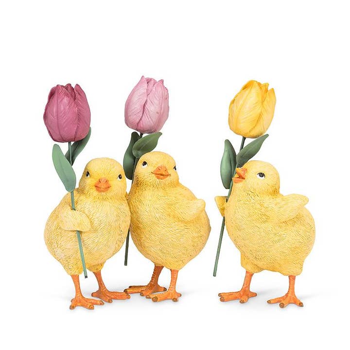 Standing Chick with Tulip-3 Assorted-5"H for wholesale by Abbott