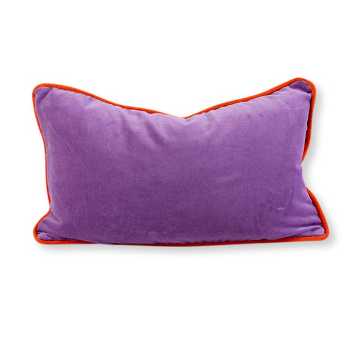 Charliss Velvet Lumbar Pillow - Lilac + Orange - Case Only for wholesale by Furbish Studio