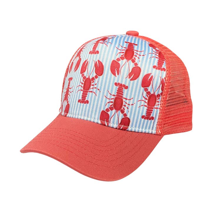 Lobster Seersucker Trucker Hat for wholesale by Wild Child Hat Co