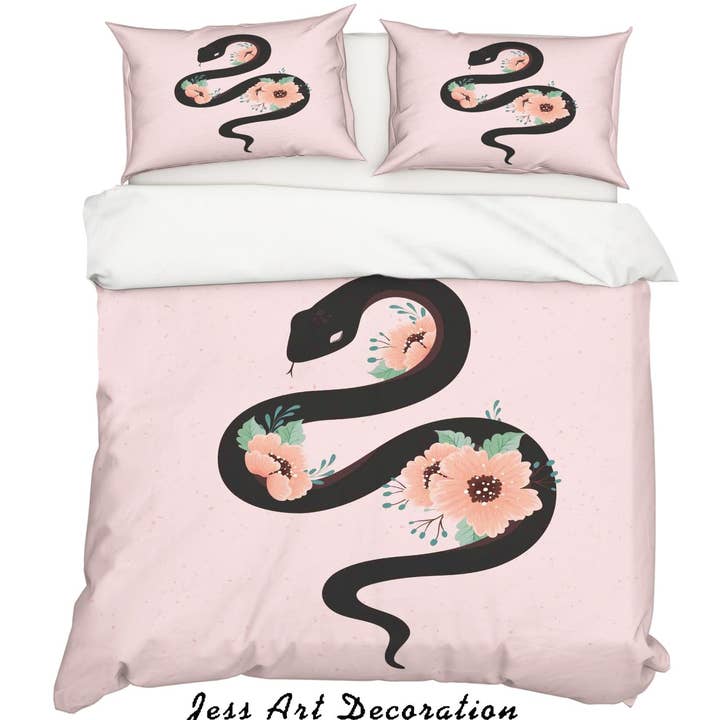 Jess Art Decoration - Wholesale Bedding set - 3D Pink Snake Quilt Cover Set Bedding Set Duvet Cover Pillowcases SF071