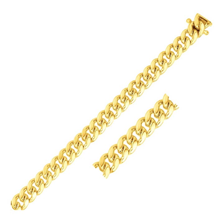 14k Yellow Gold Classic Miami Cuban Solid Bracelet (8.20 mm) for wholesale by RubyAnn Jewelry