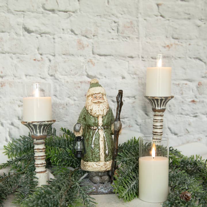 Ragon House – Estatueta decorativa por atacado – PAPAI NOEL VERDE DE 12" C/ LANTERNA