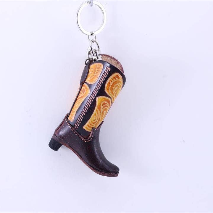 Sunflower Handmade leather inc - Wholesale Keychain - Women's - Handmade Leather Cowboy Boot Keychain Assorted Colors2