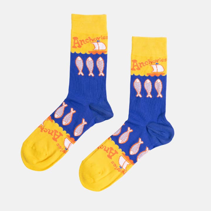 Anchovies - Large Crew Socks - Foodie Gift for wholesale by Yellow Owl Workshop